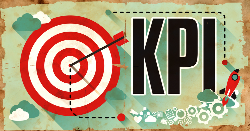 KPI - Key Performance Indicator- Word Drawn on Old Poster. Business Concept in Flat Design.